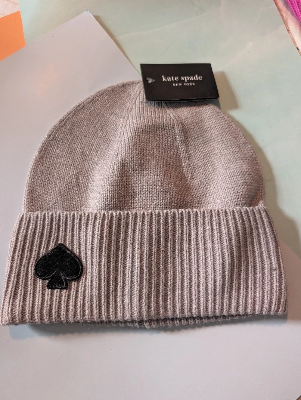 Kate Spade New York flocked spade beanie